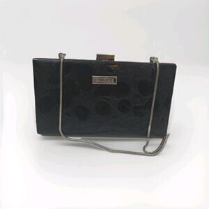 Miche Black Patent Embossed Wallet Clutch Crossbody Evening Bag Organizer